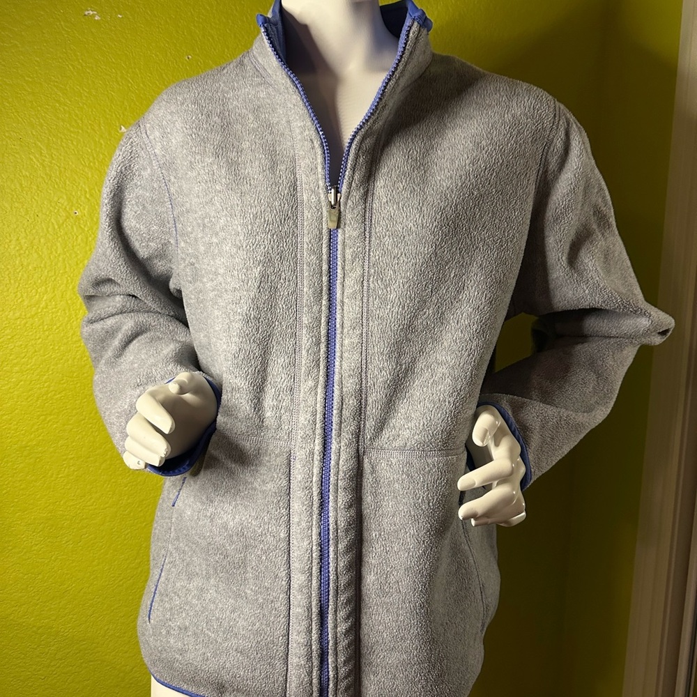 Gray/Blue Double Sided Fleece Zip-up Sweater